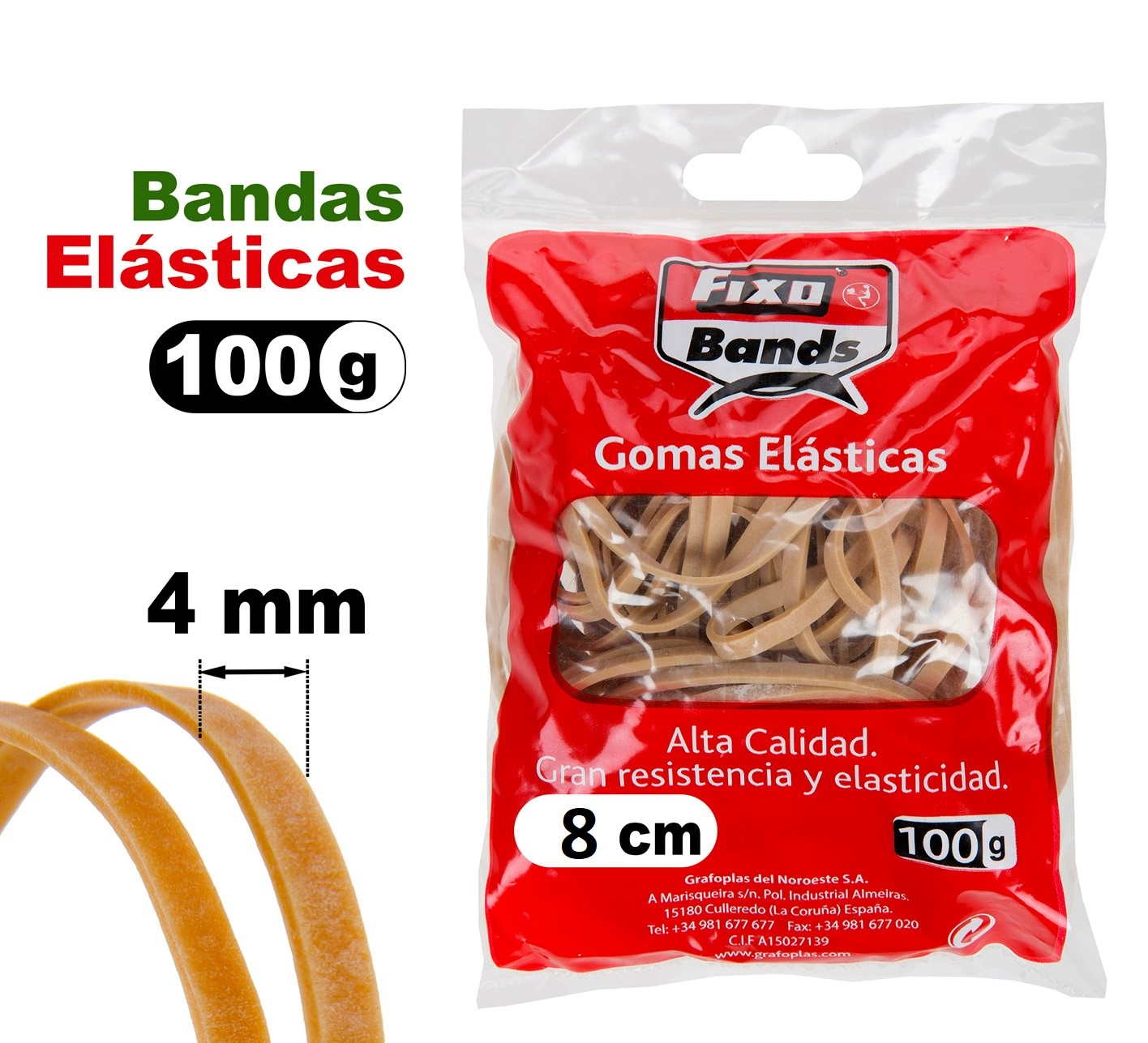 GOMAS BANDAS ELASTICAS B 100GR 80MMX4 56240 FIXO