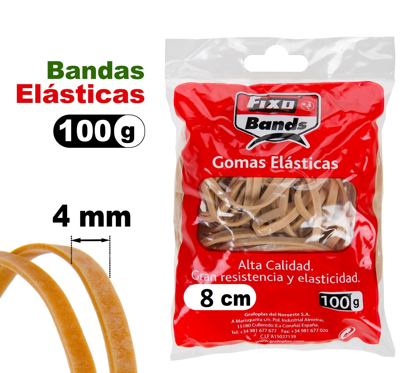 GOMAS-BANDAS ELASTICAS B/100GR 80MMX4 56240 FIXO