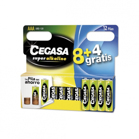 PILA ALCALINA 1,5V LR03-AAA BL/8+4P 106710 CEGASA